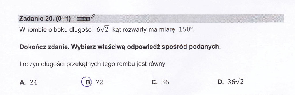 matura 2023 matematyka odpowiedzi zadanie 20